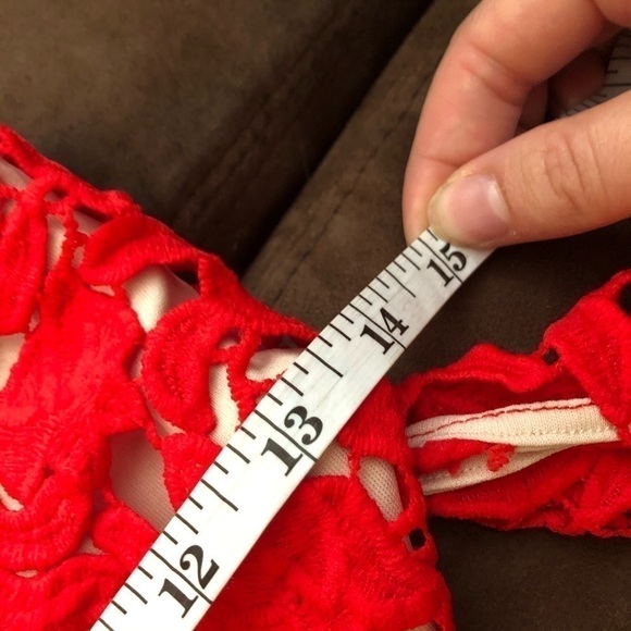 JOA Off the Shoulder Red Lace Mini Dress NWT XS - Picture 8 of 9